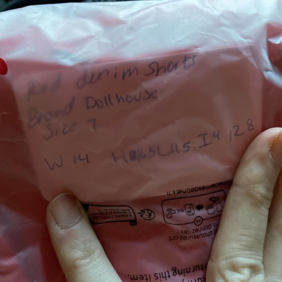 Y2K JUNIORS Red denim shorts with silver hardware. Distressed hem. - Picture 4 of 4